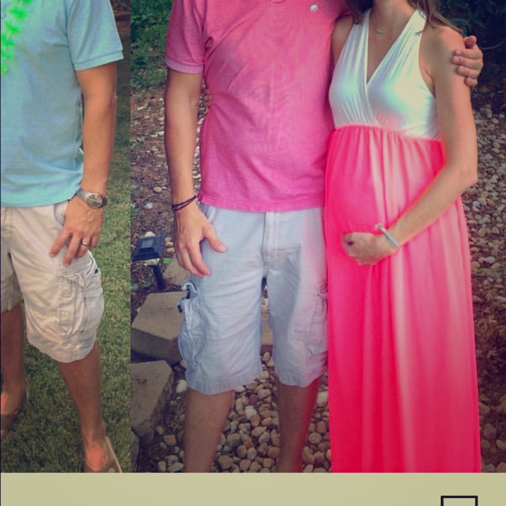 White and pink chiffon maternity nursing dress